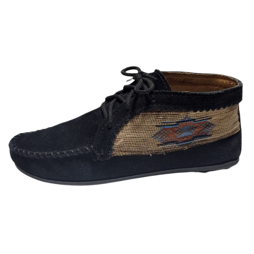 Minnetonka Black Suede El Paso Western Boho Mocassin Boots Women's Size 7.5